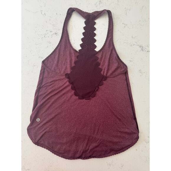 Lululemon Laser Cut Heather Bordeaux Tank Top Size 4 - Picture 2 of 5
